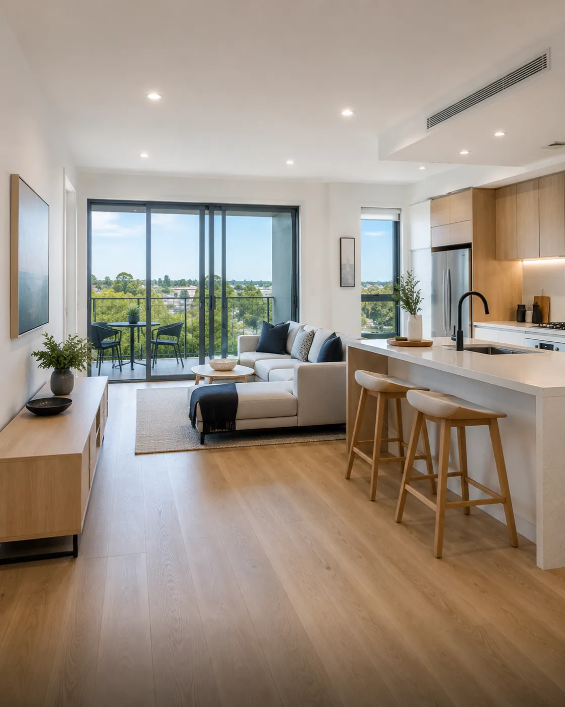 Modern apartment interior staged for handover