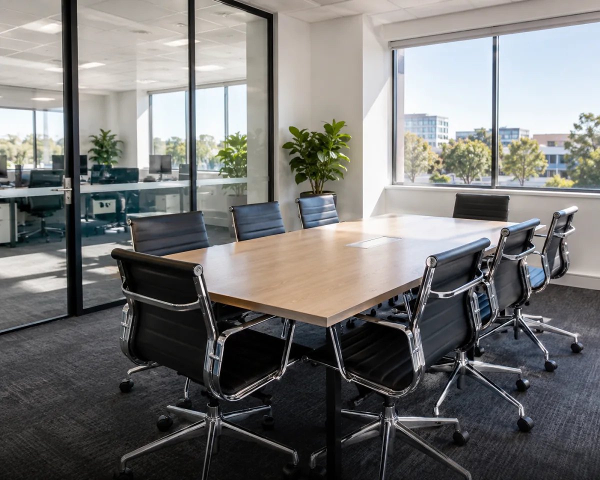 Tidy meeting room ready for the morning