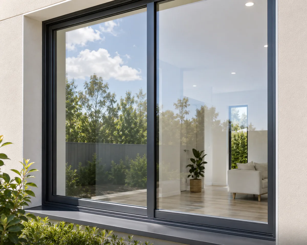 Streak-free window reflecting natural light