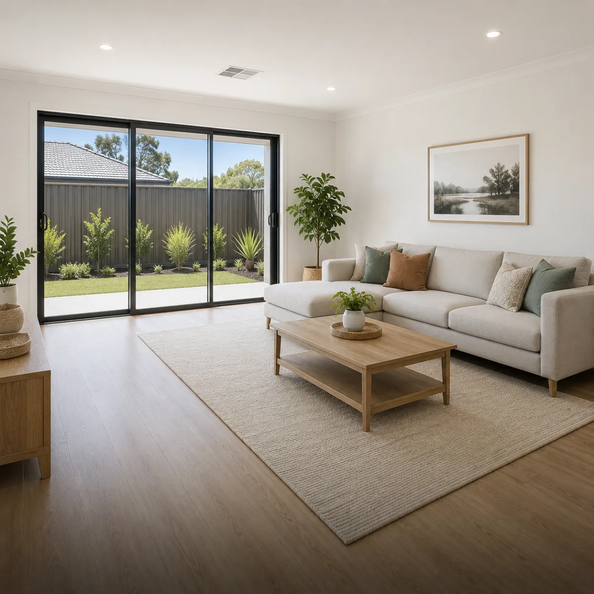 Bright modern family-room interior, freshly cleaned